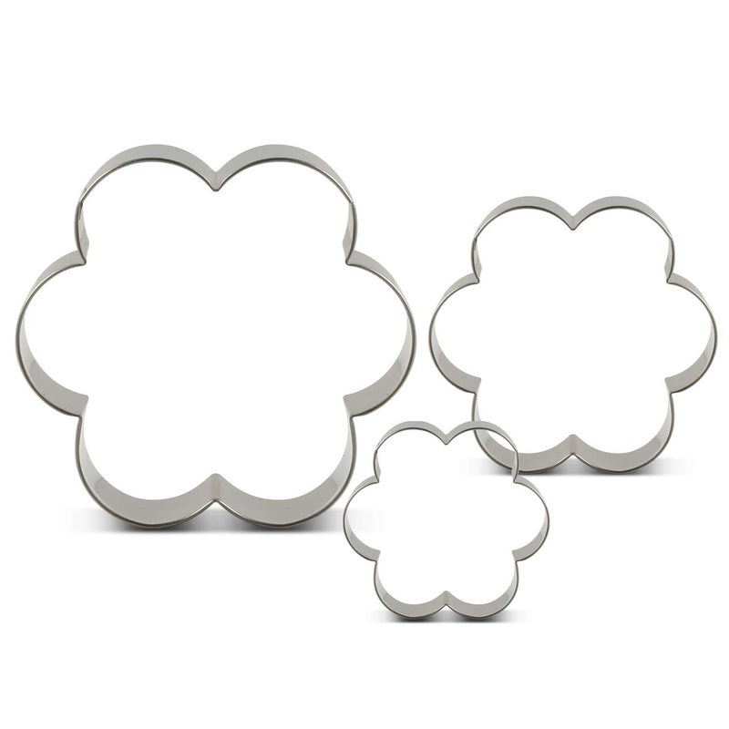 LILIAO Flower Cookie Cutters - 3 Various Size - Large: 3.7 inches, Medium: 3.3 inches and Small: 2.6 inches - Stainless Steel - Image 5